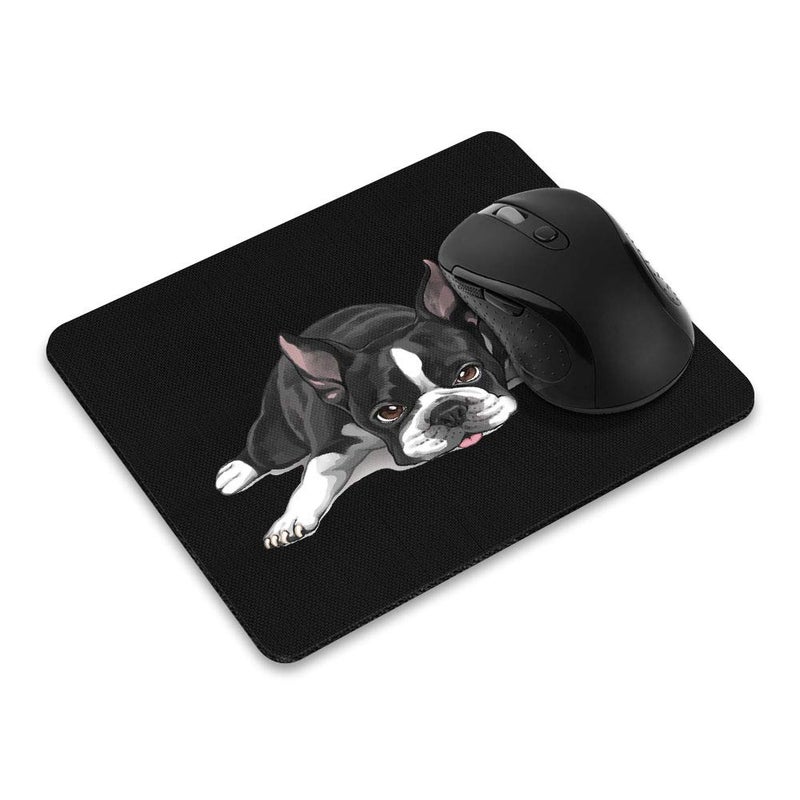 WIRESTER Non-Slip Rectangle Mousepad, Boston Terrier Dog Lying Down Looking Up Mouse Pad for Home, Office and Gaming Desk - Image 1
